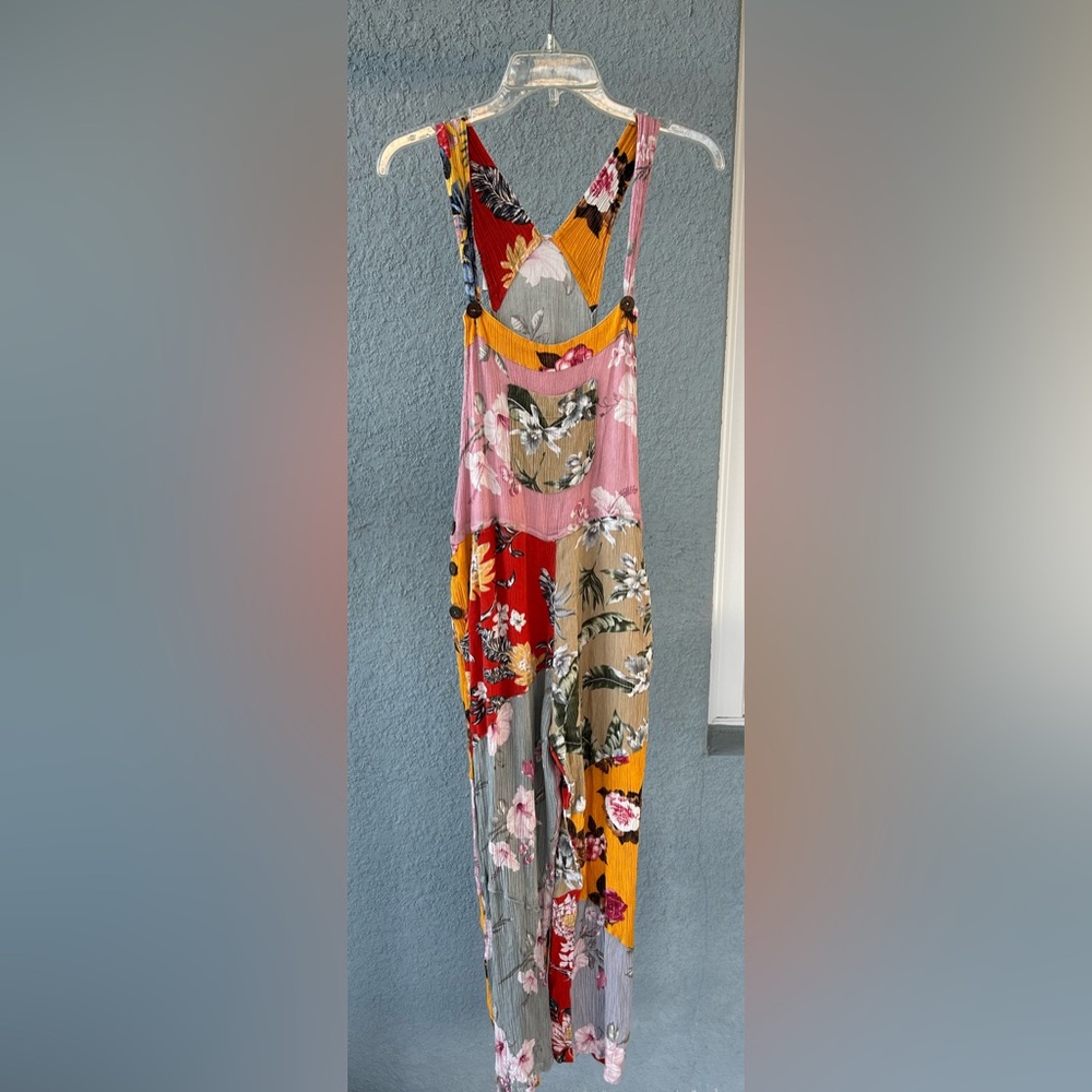 Women’s Sacred Threads Patchwork Boho Overalls Sz… - image 1